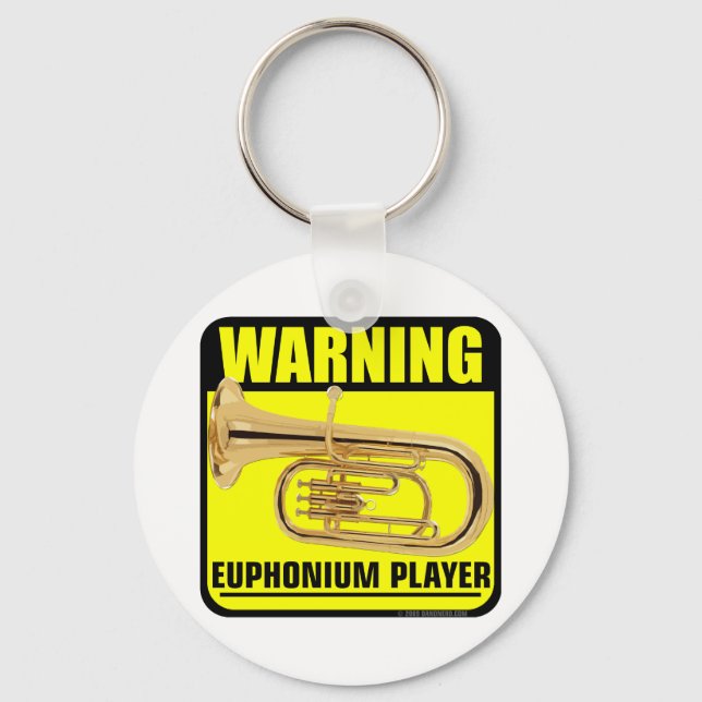 Warning! Euphonium Player Keychain (Front)
