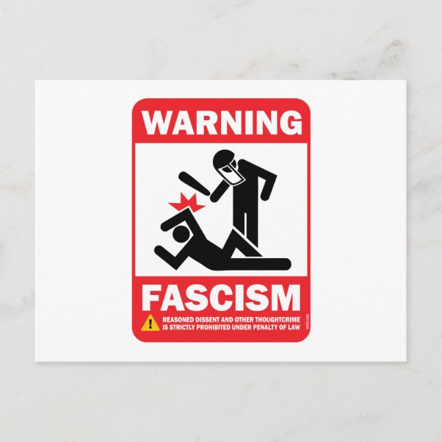 Warning! Facism Postcard (Front)