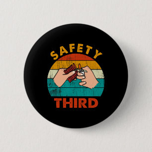 Warning Fireworks Firecrackers Safety Third 4th Of 2 Inch Round Button