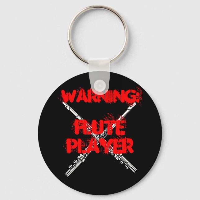 WARNING: Flute Player Keychain (Front)