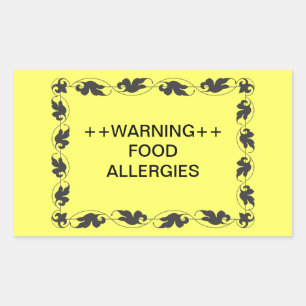 Warning Food Allergies Sticker