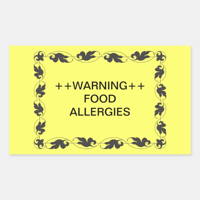 Warning Food Allergies Sticker (Front)