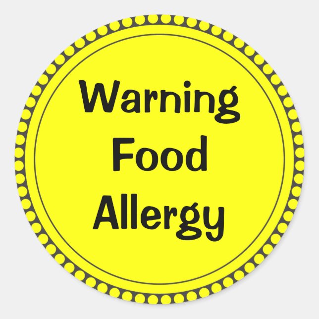 Warning  Food   Allergy Classic Round Sticker (Front)
