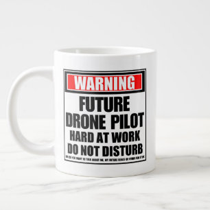 Warning Future Drone Pilot Hard At Work Large Coffee Mug