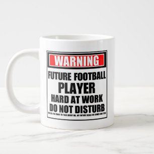 Warning Future Football Player Hard At Work Large Coffee Mug
