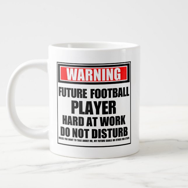 Warning Future Football Player Hard At Work Large Coffee Mug (Left)