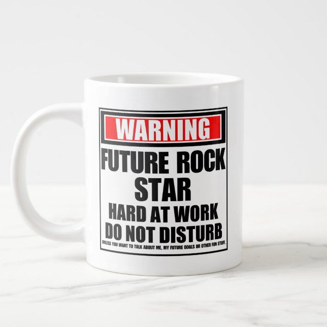 Warning Future Rock Star Hard At Work Large Coffee Mug (Left)