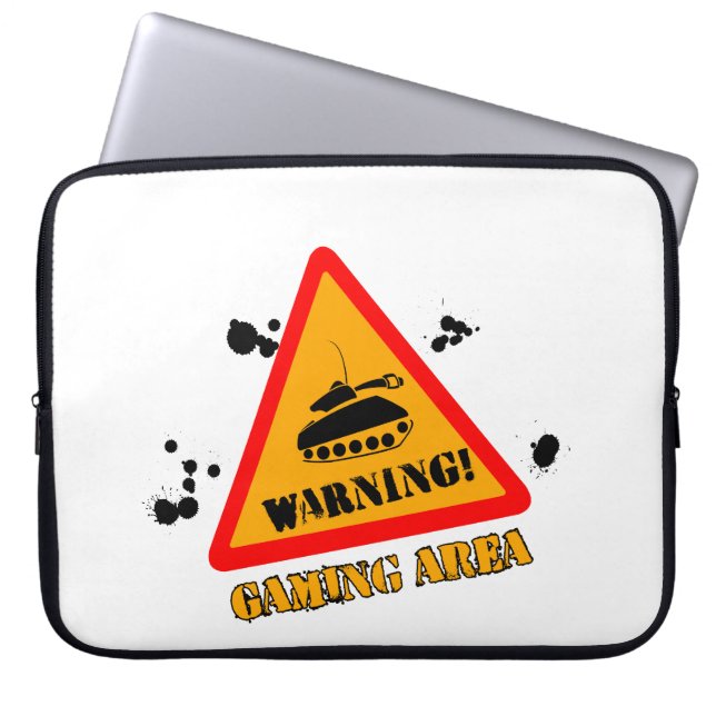 Warning Gaming Neoprene Laptop Sleeve 15" (Front)