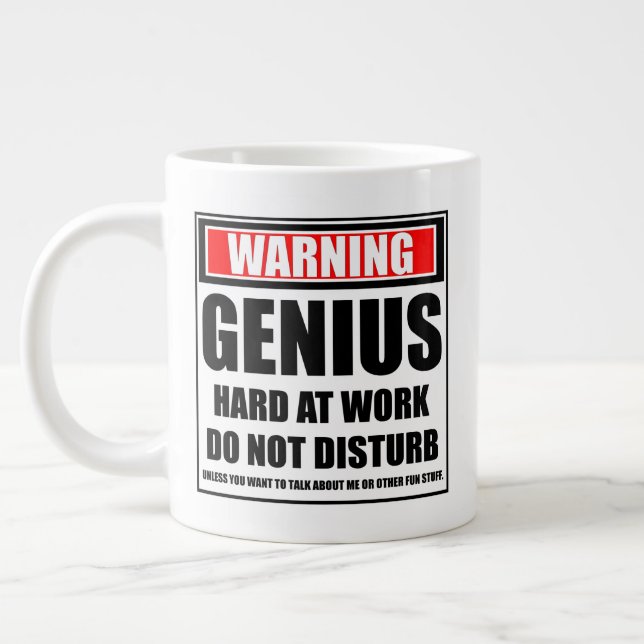 Warning Genius Hard At Work Do Not Disturb Large Coffee Mug (Left)