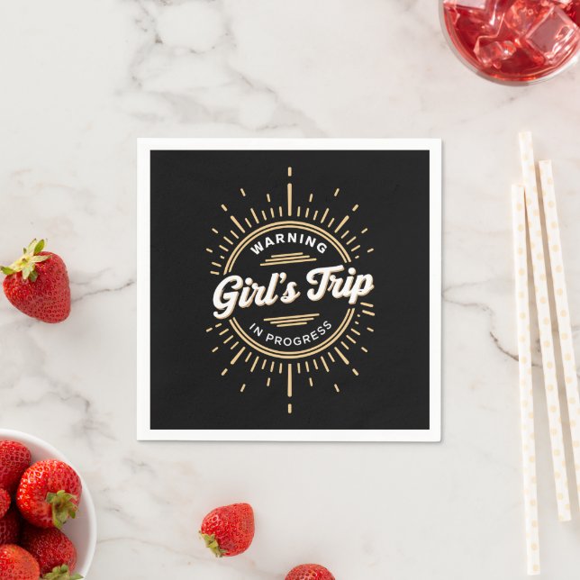 Warning Girls Trip in Progress Summer Vacation Napkin (Insitu)