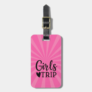 Warning girls trip in progress with pink hat  lugg luggage tag