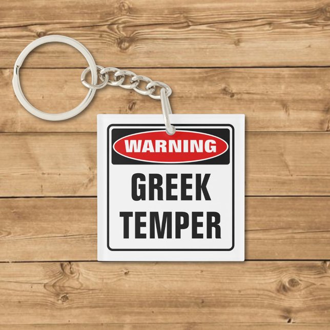 Warning Greek Temper Keychain (Creator Uploaded)