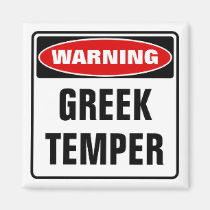 Warning Greek Temper Magnet