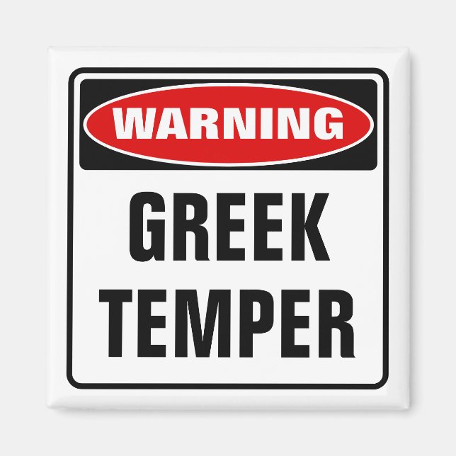 Warning Greek Temper Magnet (Front)