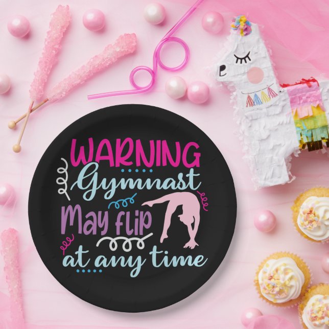 Warning Gymnast May Flip at Any Time Paper Plate (Party)