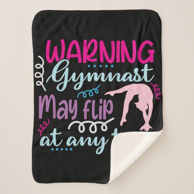 Warning Gymnast May Flip at Any Time Sherpa Blanket (Front)