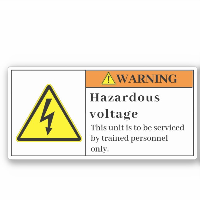 Warning Hazardous Voltage Label E235 (Front)