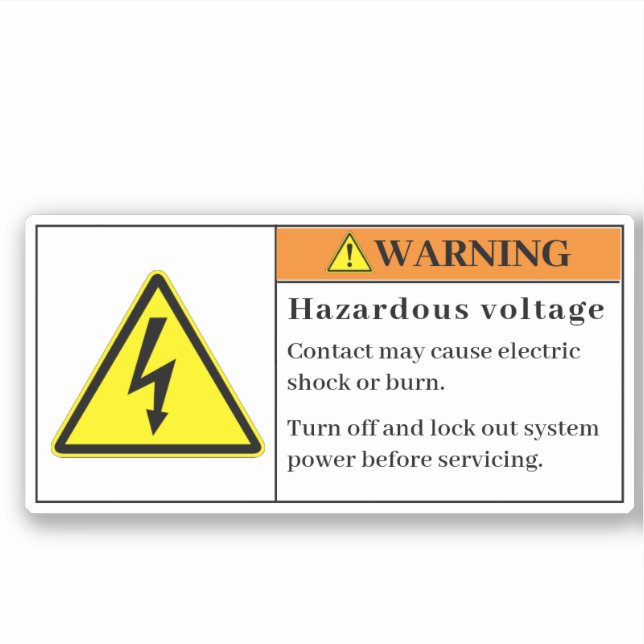 Warning Hazardous Voltage Label EL90 (Front)