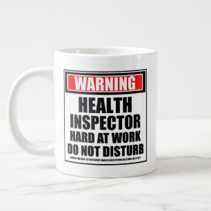 Warning Health Inspector Hard At Work Large Coffee Mug