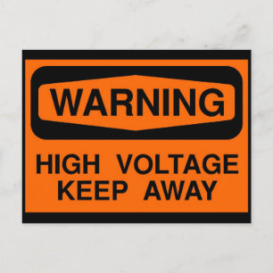 warning high voltage postcard