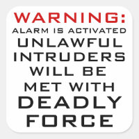WARNING: HOME ALARM, DEADLY FORCE, CASTLE LAW