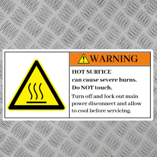Warning Hot Surface Label