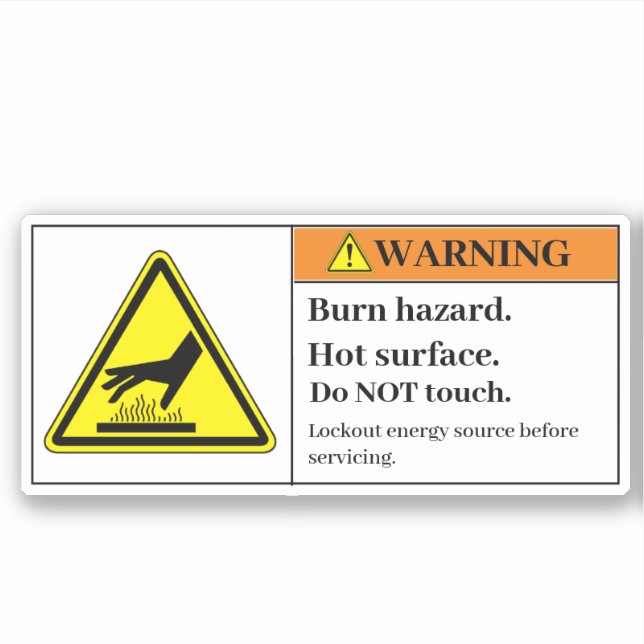 Warning Hot Surfaces Label AB23 (Front)