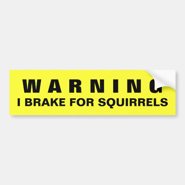WARNING: I BRAKE FOR SQUIRRELS bumper sticker (Front)