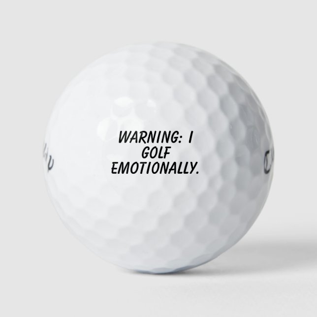 'Warning: I Golf Emotionally' Comedy Fun Gift  Balls (Front)