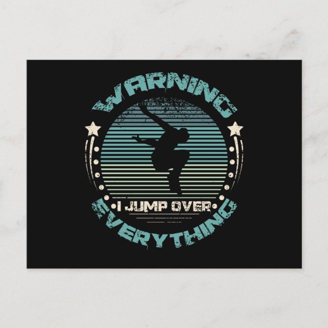 Warning I Jump Over Everything Parkour Postcard (Front)
