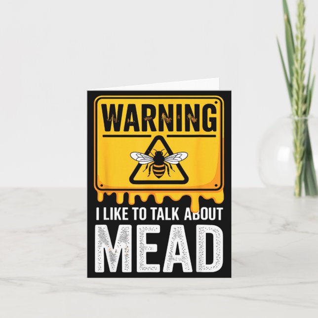 Warning! I Like To Talk About Mead Funny Bar  Card (Front)