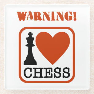 Warning! I love chess Glass Coaster