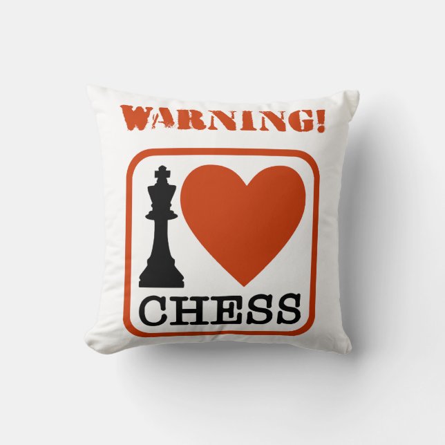 Warning! I love chess Throw Pillow (Front)