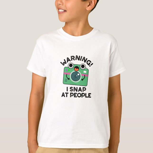 Warning I Shap At People Funny Camera Pun  T-Shirt (Front)
