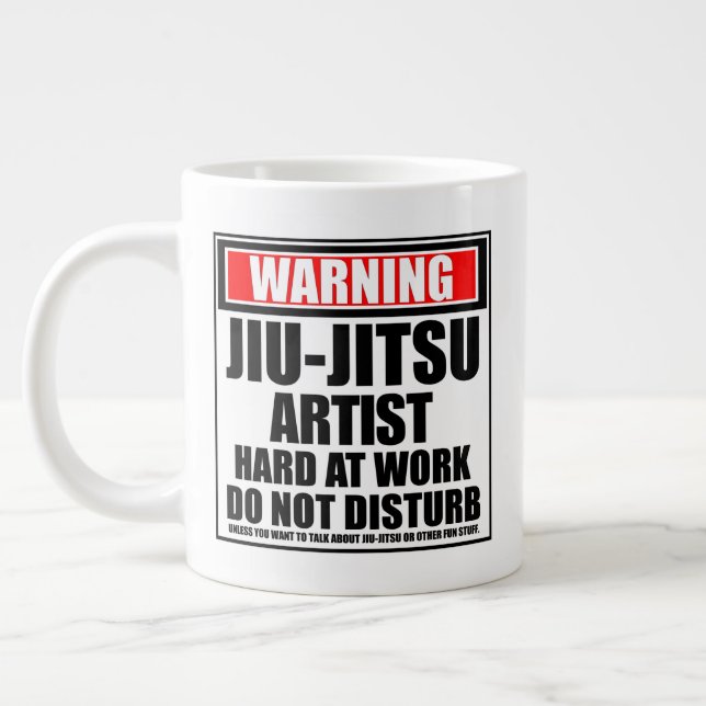 Warning Jiu-Jitsu Artist Hard At Work Large Coffee Mug (Left)