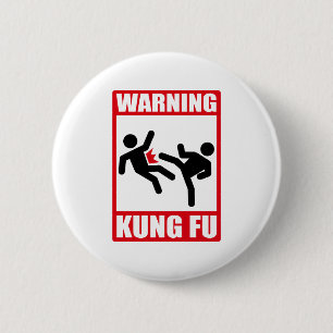 warning kung fu 2 inch round button