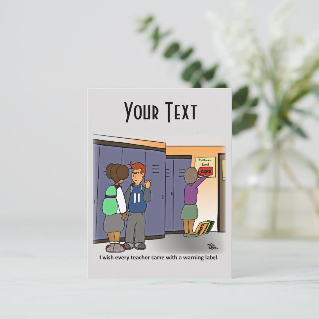 Warning Label Teacher Postcard (Standing Front)