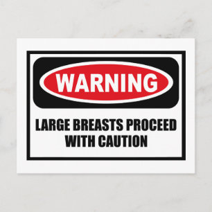Warning LARGE BREASTS PROCEED WITH CAUTION Postcar Postcard