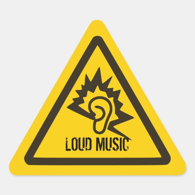 Warning - Loud Music! Triangle Sticker (Front)