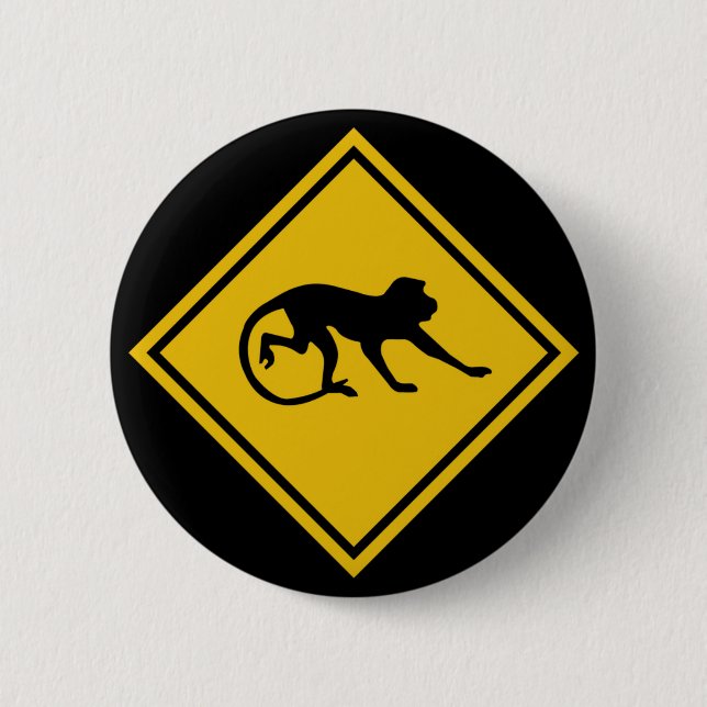 Warning Macaques, Traffic Sign, Malaysia 2 Inch Round Button (Front)