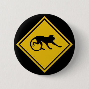 Warning Macaques, Traffic Sign, Malaysia 2 Inch Round Button