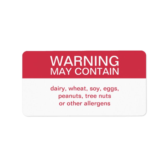 Warning May Contain Customized Ingredients Label (Front)