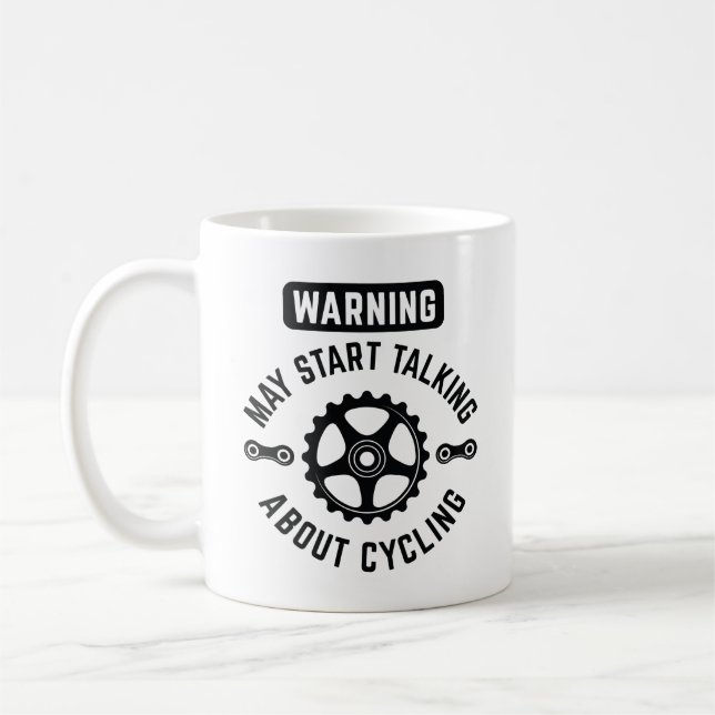 Warning May Start Talking About Cycling Coffee Mug (Left)