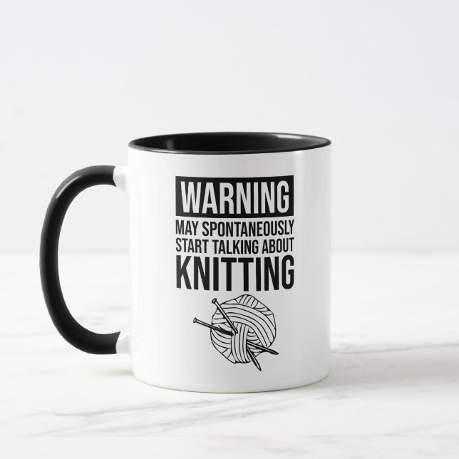 Warning - May Start Talking About Knitting Mug (Left)