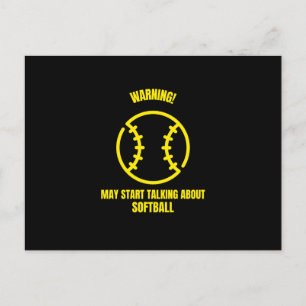 Warning may start talking about softball funny bas postcard