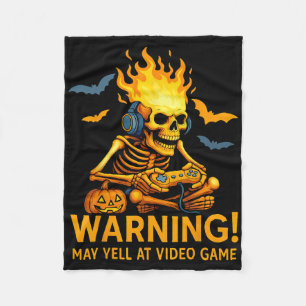 Warning May Yell At Video Games  Fleece Blanket