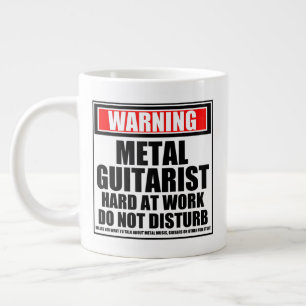 Warning Metal Guitarist Hard At Work Large Coffee Mug