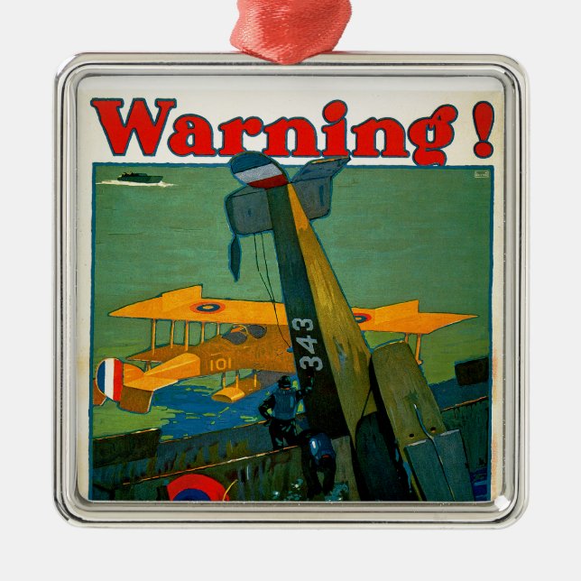 Warning! Metal Ornament (Front)