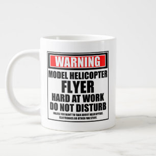 Warning Model Helicopter Flyer Hard At Work Large Coffee Mug