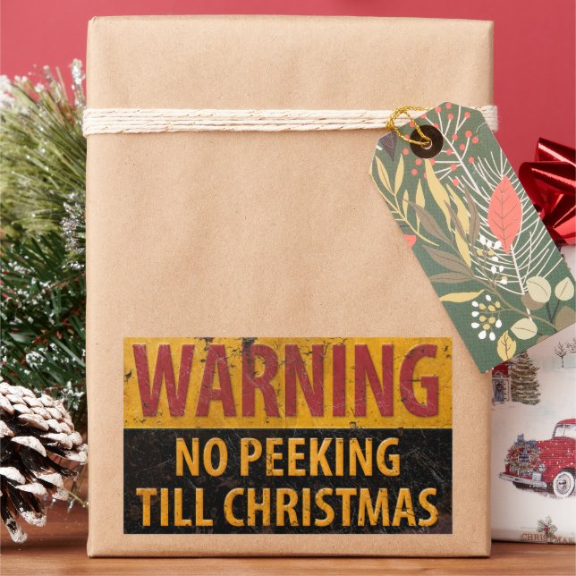 WARNING No Peeking Till Christmas Do Not Sign Sticker (Holiday)